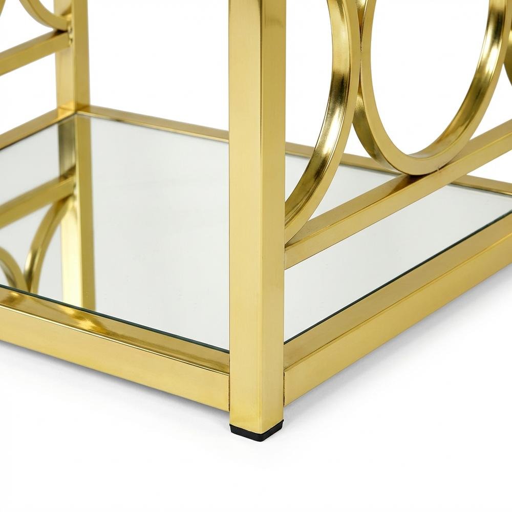 Gold Chrome Finish End Table with Modern Design and Durable Metal Frame