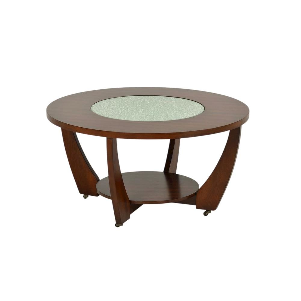 Merlot Cherry Cocktail Table with Casters and Modern Design