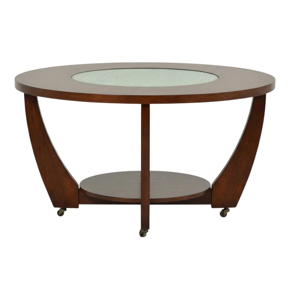 Merlot Cherry Cocktail Table with Casters and Modern Design
