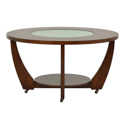Merlot Cherry Cocktail Table with Casters and Modern Design