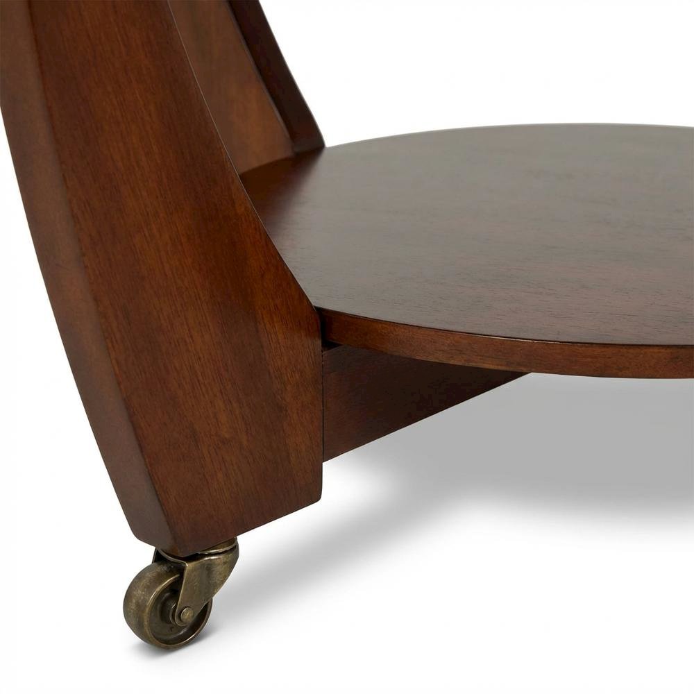 Merlot Cherry Cocktail Table with Casters and Modern Design