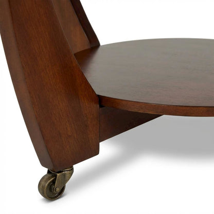 Merlot Cherry Cocktail Table with Casters and Modern Design