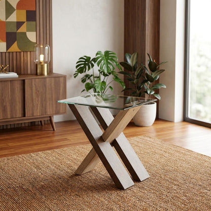 Natural Wood end Table with Deep Cherry Finish, Sturdy Design for Living Room