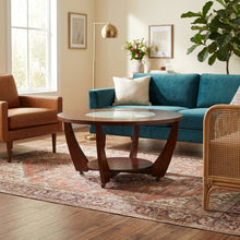 Merlot Cherry Cocktail Table with Casters and Modern Design