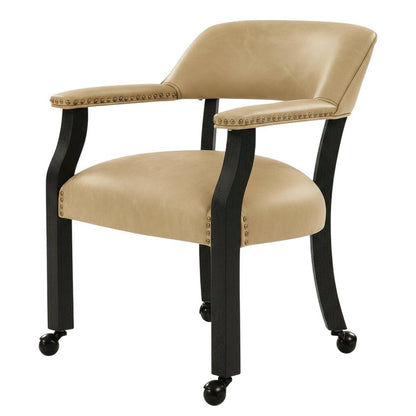 Vegan Leather Dining Table and Chairs with Reversible Game Top, Black