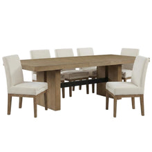 Extendable Dining Table Set for 6 with Upholstered Parsons Chairs