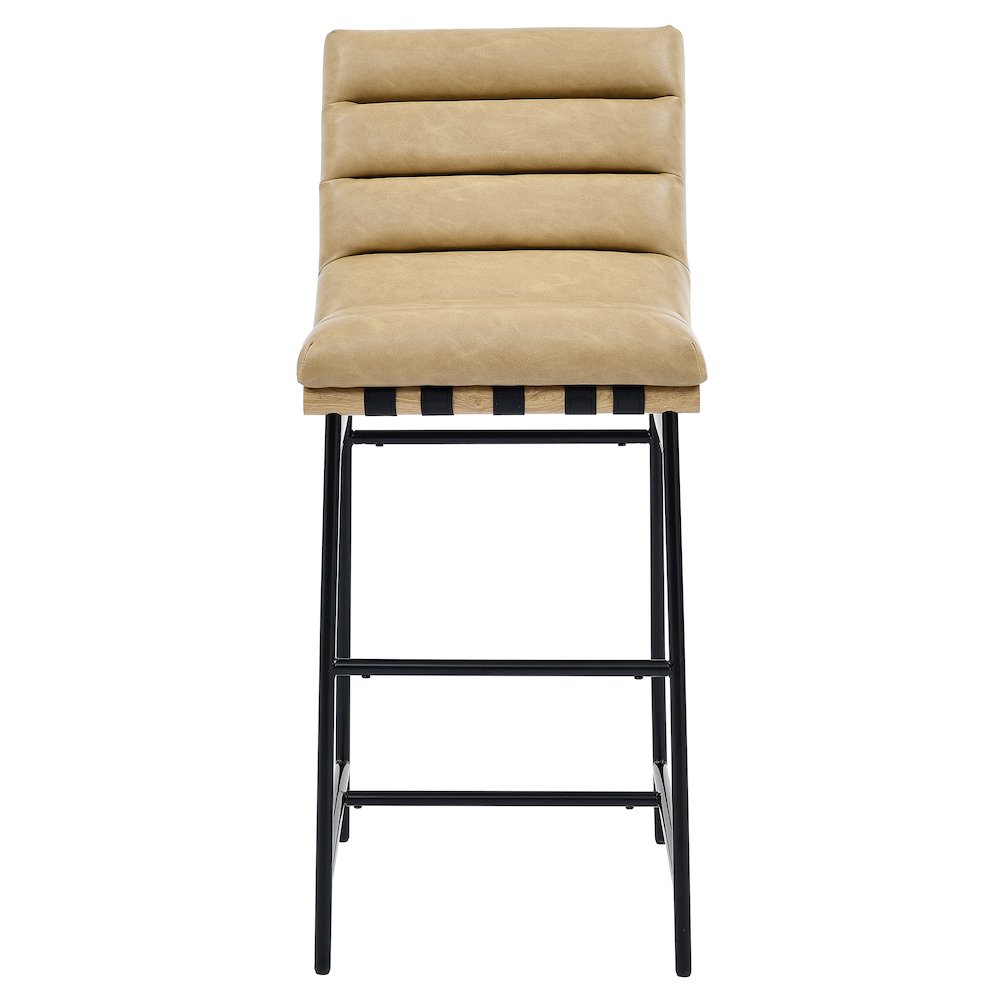 Nicco Sand Vegan Leather 30" Bar Stool with Black Iron Base