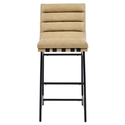 Nicco Sand Vegan Leather 30" Bar Stool with Black Iron Base