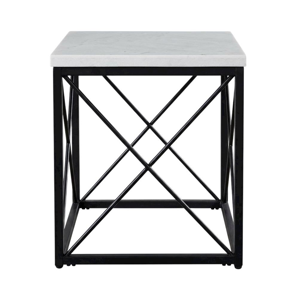 White Marble Top Square End Table with Modern Design and Sturdy Frame