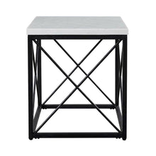 White Marble Top Square End Table with Modern Design and Sturdy Frame