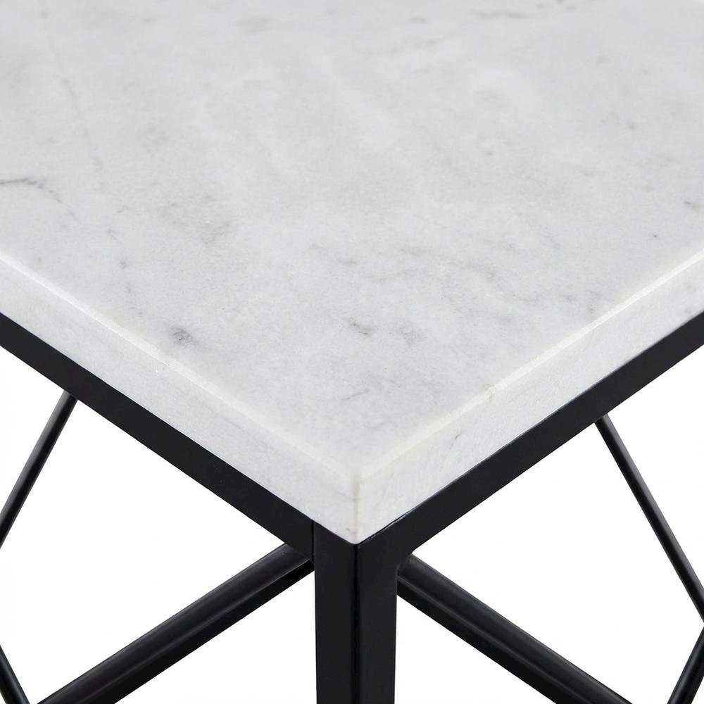White Marble Top Square End Table with Modern Design and Sturdy Frame