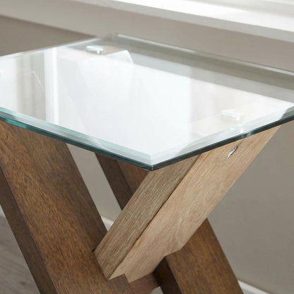 Natural Wood end Table with Deep Cherry Finish, Sturdy Design for Living Room