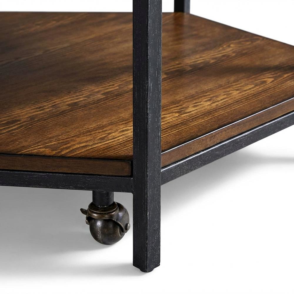 Mocha Hexagon Lift-Top Cocktail Table with Sturdy Construction and Modern Design