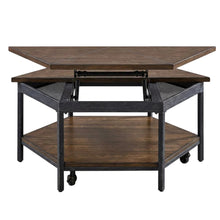 Mocha Hexagon Lift-Top Cocktail Table with Sturdy Construction and Modern Design