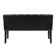 Ebony Wood Finish Dining Bench with Black Vinyl Seat, Stylish and Durable