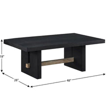 Black Coffee Table with MDF, Rubberwood and Iron Frame, Single Piece