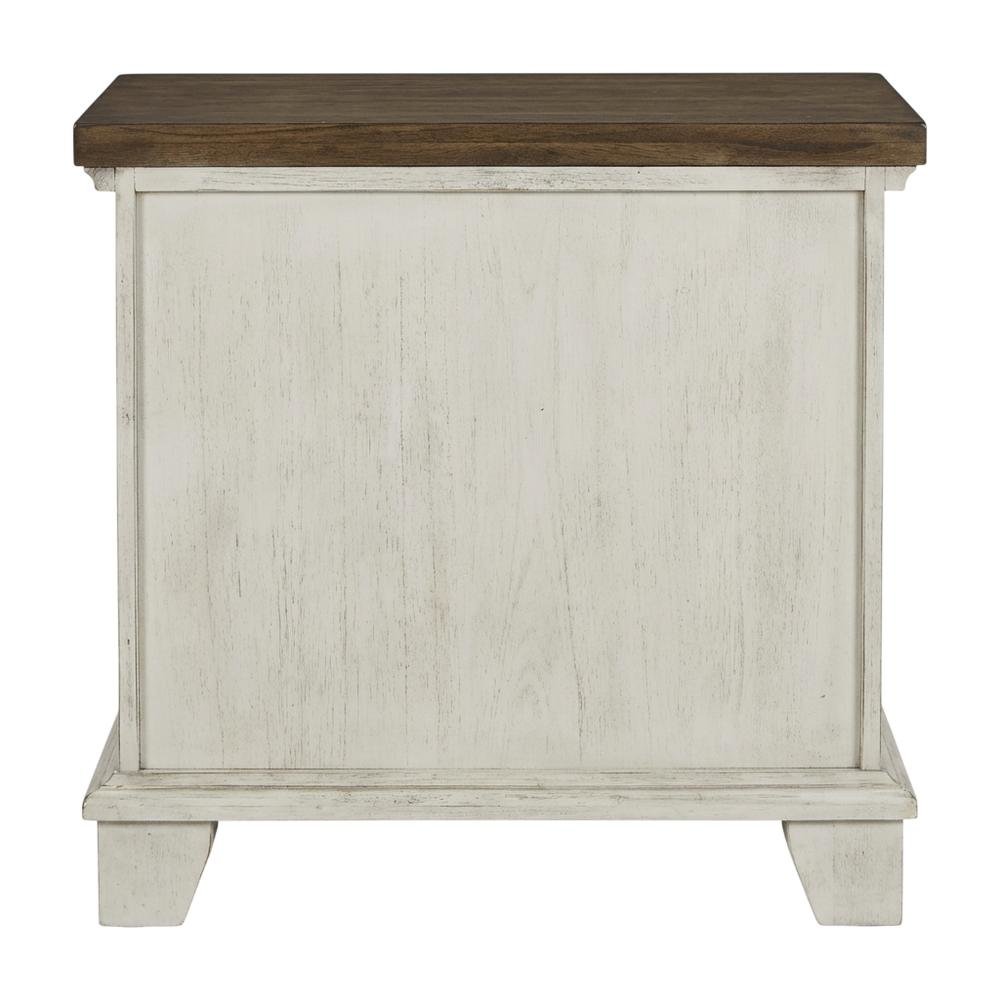 Rustic Ivory Nightstand with Two Drawers and Warm Finish for Bedroom