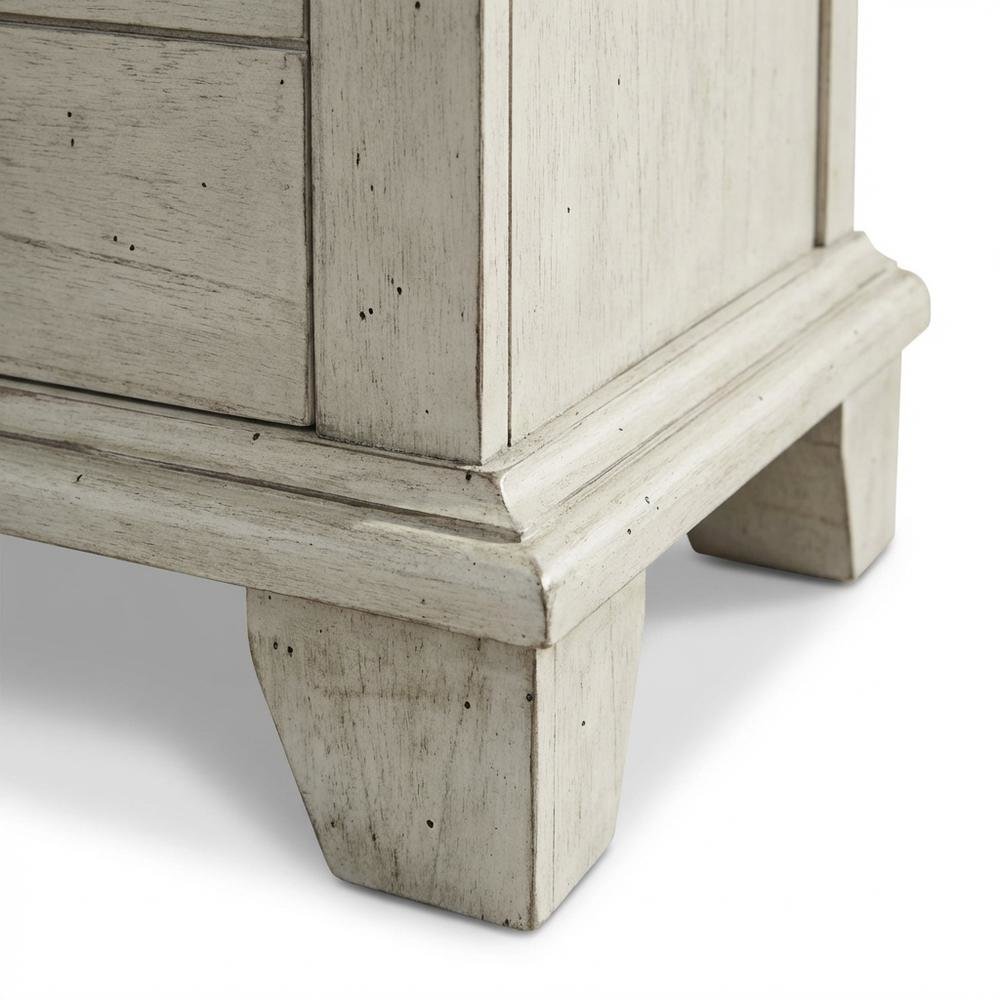 Rustic Ivory Nightstand with Two Drawers and Warm Finish for Bedroom