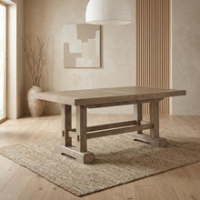Sand Rectangular Dining Table, Double Pedestal, Extension Leaves, Seats 10