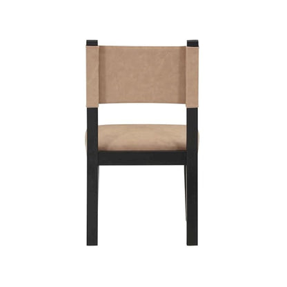 Aubrey Side Chair, Black Finish with Camel Vegan Leather