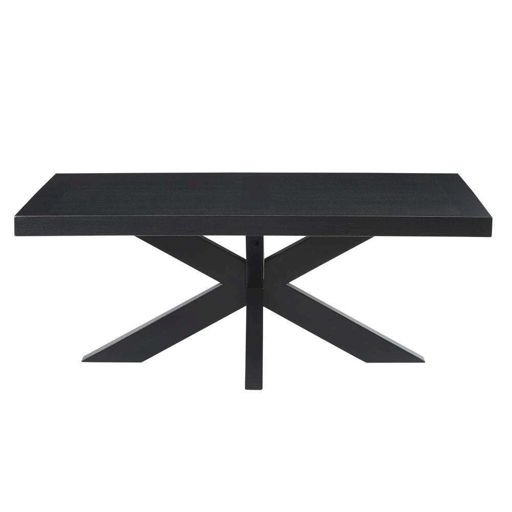 Elegant Ebony Cocktail Table with Ash Veneer Top and Solid Rubberwood Legs