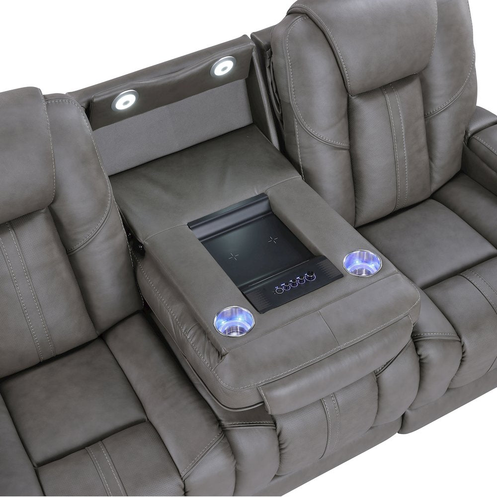 Daniel Triple Power Leather Theater Sofa
