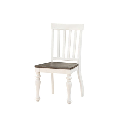 Acacia and Mango Wood Farmhouse Kitchen Dining Table 6 Piece Set, White
