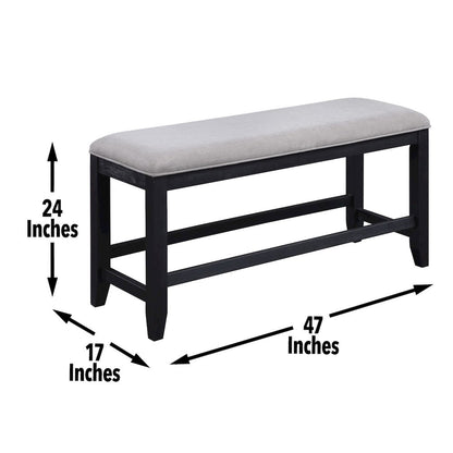 Yves Black Counter Table With Storage and 4 Grey Counter Chairs