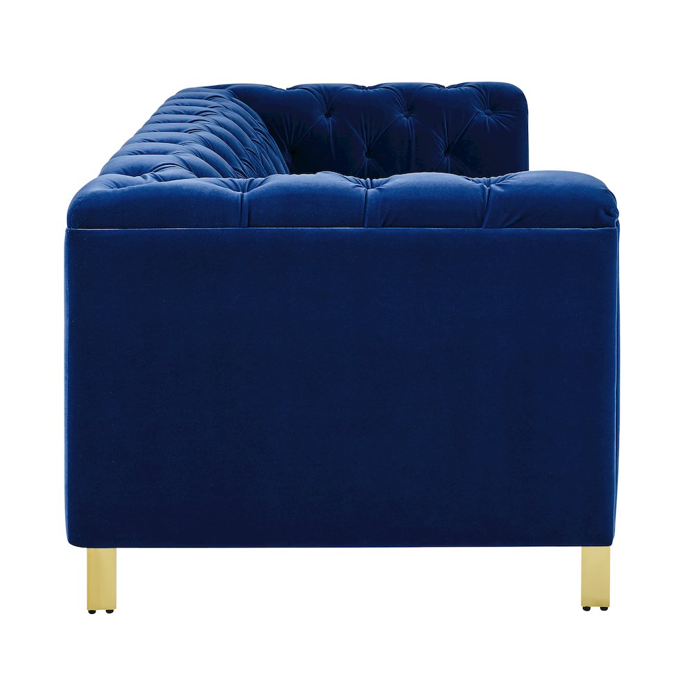 Charlene Blue Velvet Button Tufted Sofa
