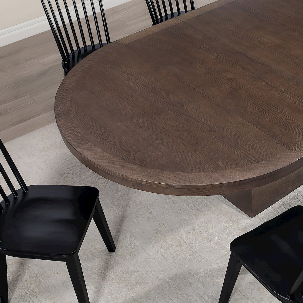 Vaughn Coffee 7-Piece 60-96" Dining Set, 6 Vaughn Black Side Chairs