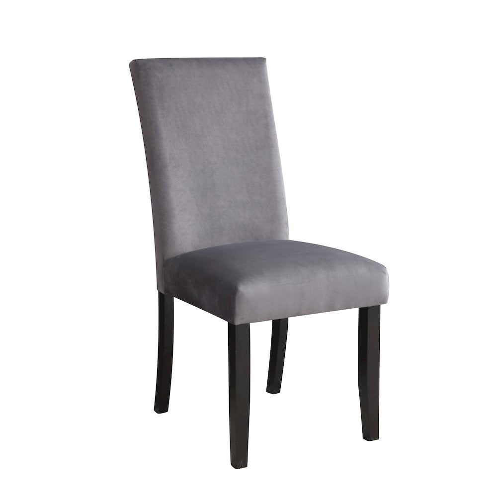 Genuine Marble Top Modern Dining Table and Upholstered Chairs 7 Piece Set, Gray