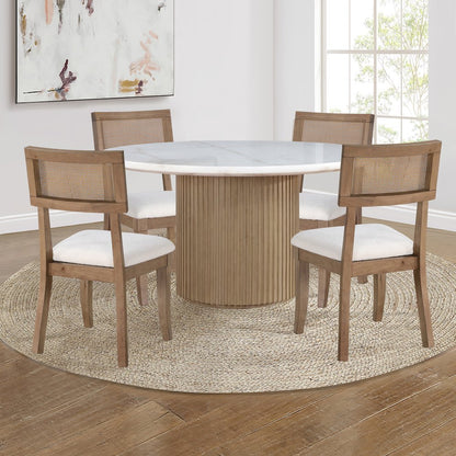 Colvin 5PC 52" White Marble Tbl w/ Chair