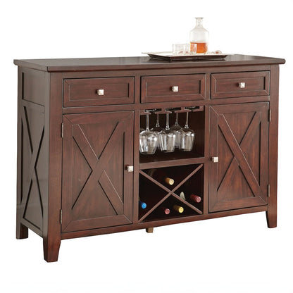 Hardwood Solid Wood Buffet Cabinet Sideboard with Glazed Finish
