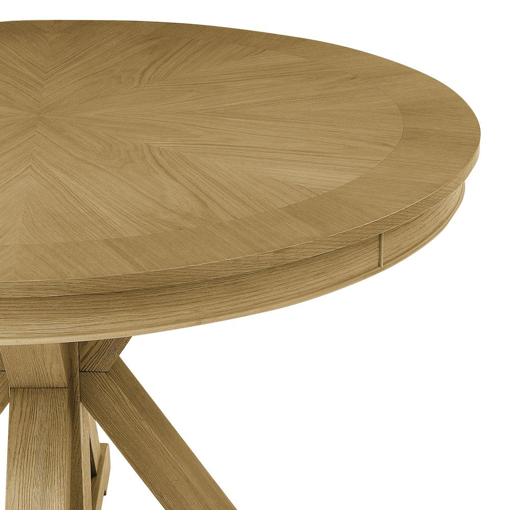 Rylie Dining Table & 4 Captains Chairs, Natural Finish, Camel Vegan Leather