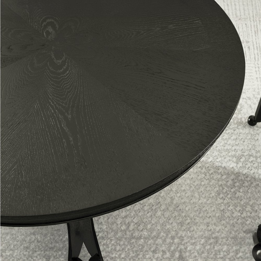 Rylie Dining Table & 4 Captains Chairs, Black Finish with Sand Vegan Leather