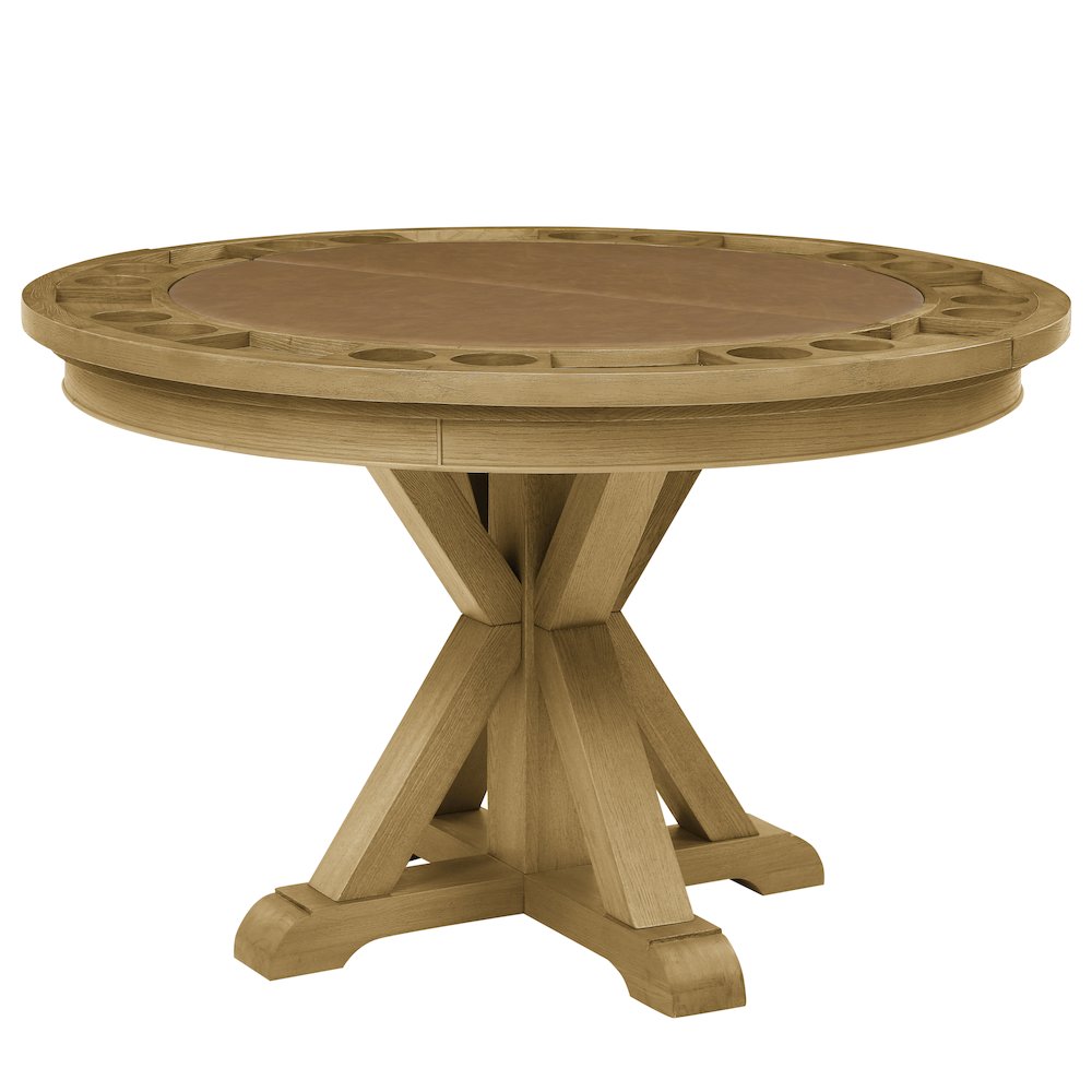 Rylie Dining Table with Game Top & 4 Captains Chairs, Natural Finish