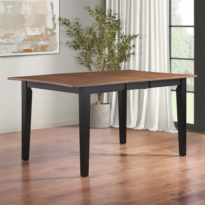 Joplin 50-62" Dining Table w/12" Leaf, Walnut and Ebony finish