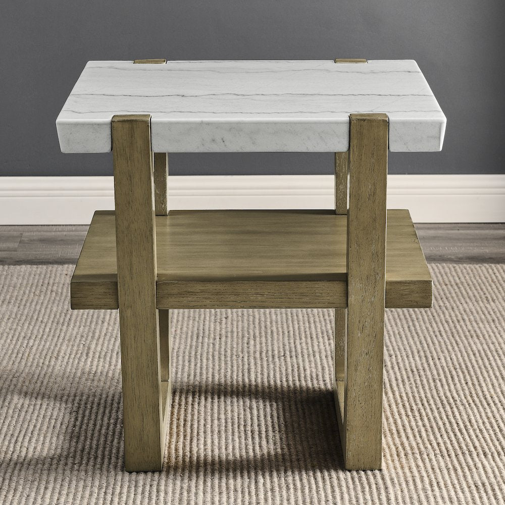 Perth White Marble 3-Piece Table Set (Cocktail, End & Sofa Table)