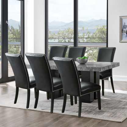 Camila 7PC Rectangle Dining Set Black Chair