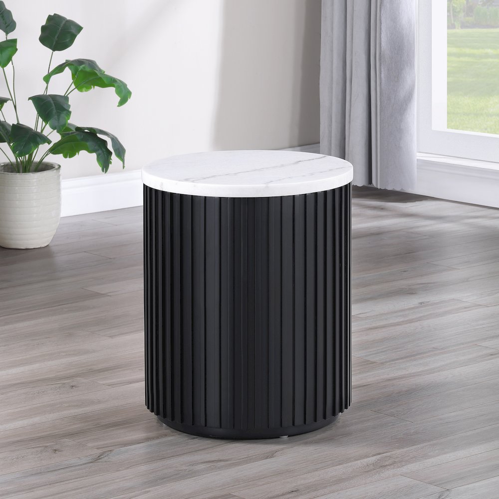 Colvin Round End Table, Black Finish