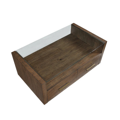 Garland Castered Glass Top Coffee Table, Toffee Finish