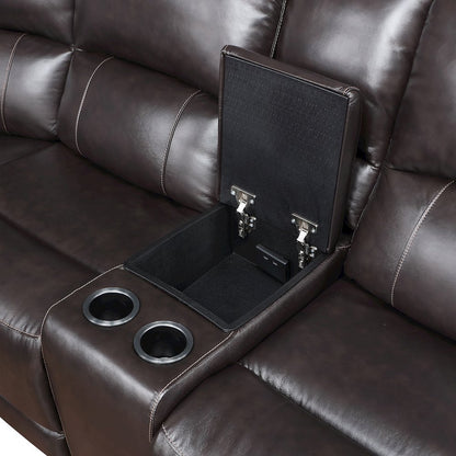 Alexandria 6-Piece Dual-Power Leather Reclining Sectiona, Chocolate