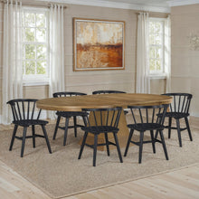Vaughn 7-Piece 60-96" Driftwood Dining Set, 6 Willow Black Side Chairs