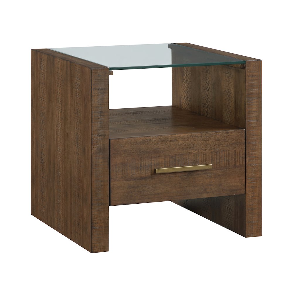 Garland Glass Top End Table, Toffee Finish