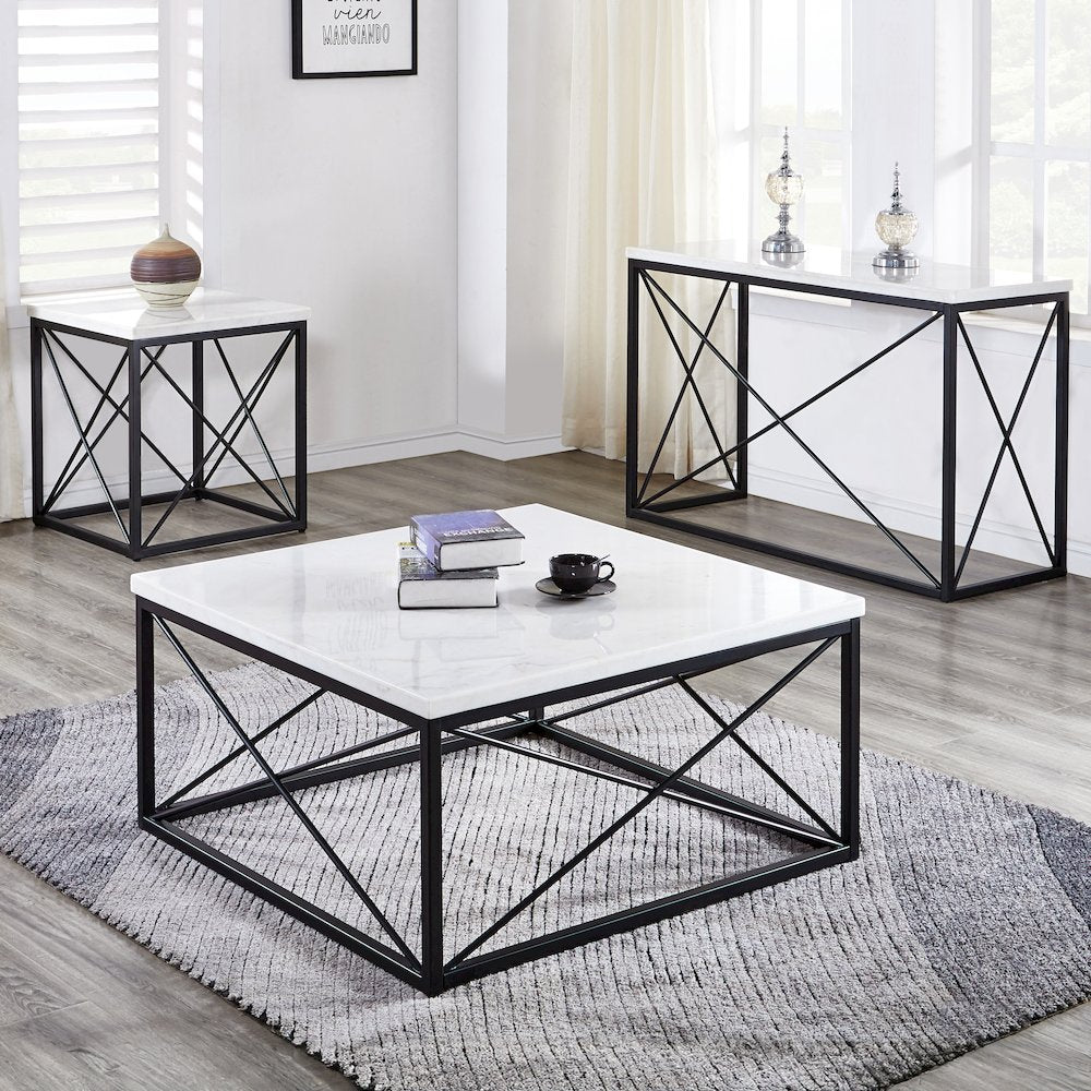 Skyler White Marble Top Square