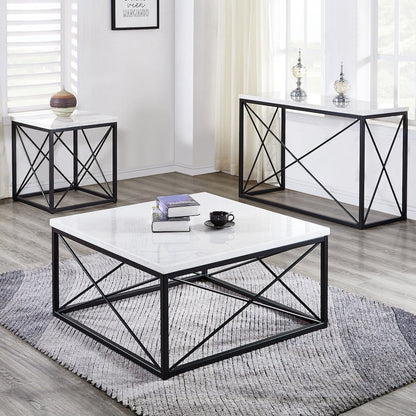Skyler White Marble Top Square
