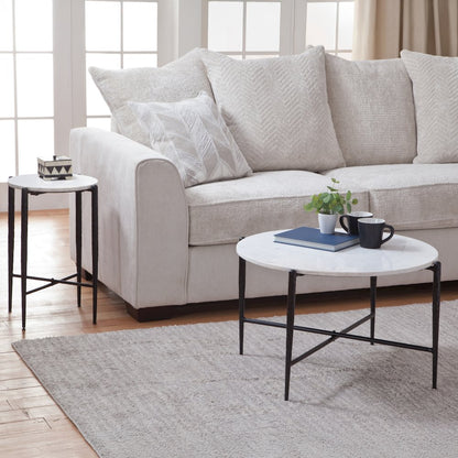 Loxie White Marble Top Round Cocktail Tb