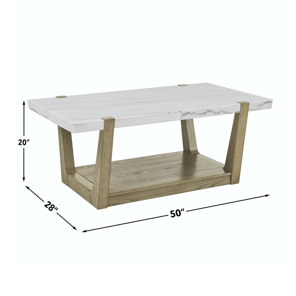Perth White Marble 3-Piece Table Set (Cocktail, End & Sofa Table)