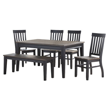 Raven Noir Dining Table with Bench and 4 Chairs