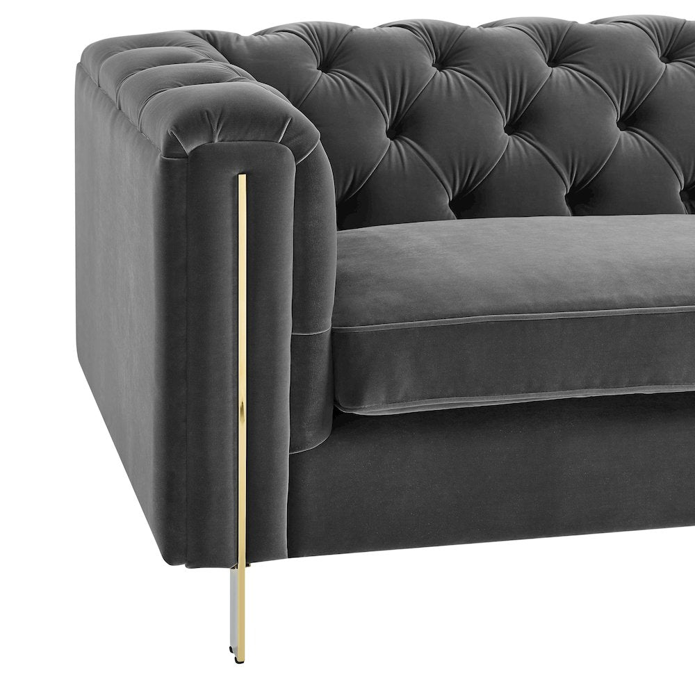 Charlene Gray Velvet Loveseat